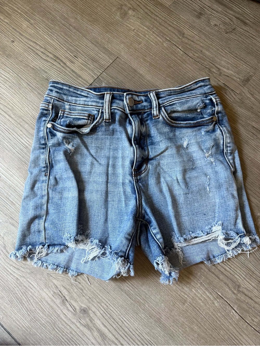 Judy Blue Light Blue Frayed Hem Denim Shorts